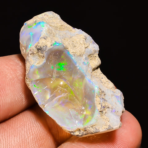 100% Natural Welo Fire Ethiopian Opal Rough Loose Gemstone 34X18X13 MM 41 Cts. Sunkarton