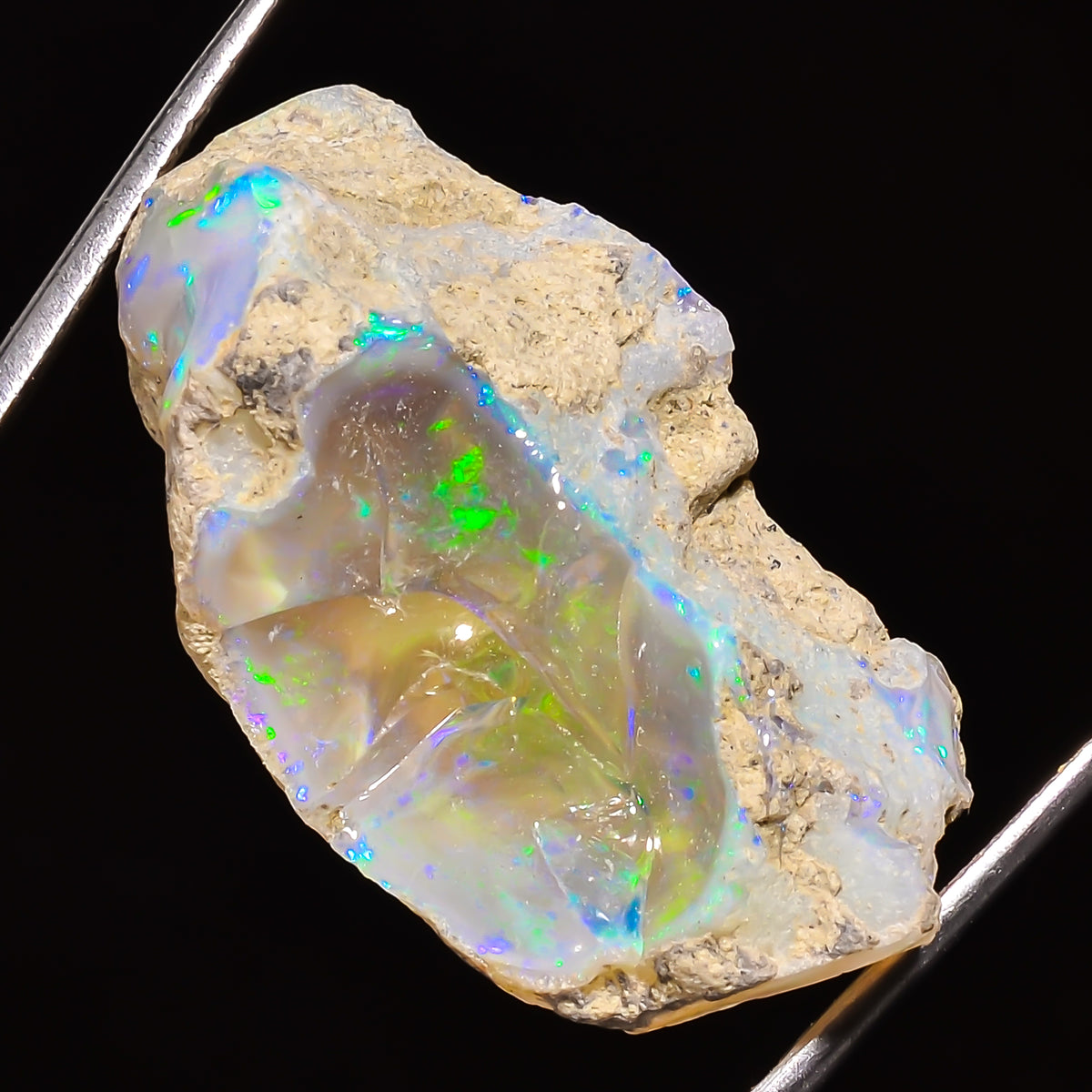 100% Natural Welo Fire Ethiopian Opal Rough Loose Gemstone 34X18X13 MM 41 Cts. Sunkarton