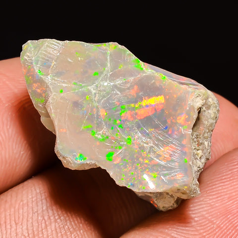 100% Natural Welo Fire Ethiopian Opal Rough Loose Gemstone 22X18X13 MM 22.5 Cts. Sunkarton