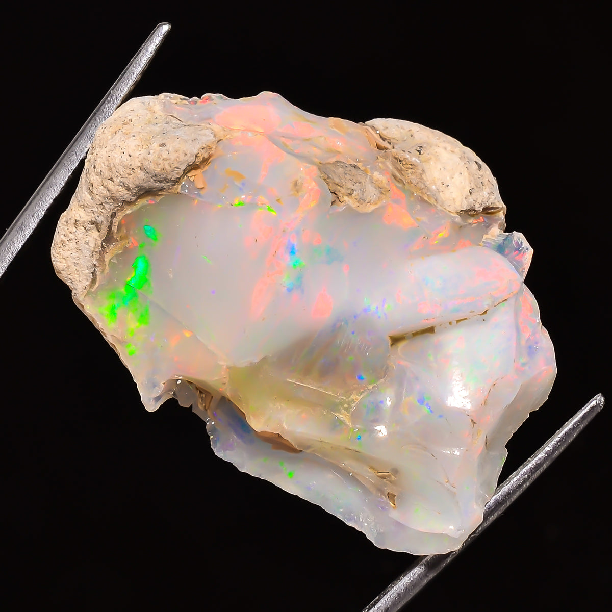 100% Natural Welo Fire Ethiopian Opal Rough Loose Gemstone 32X24X15 MM 42.5 Cts. Sunkarton