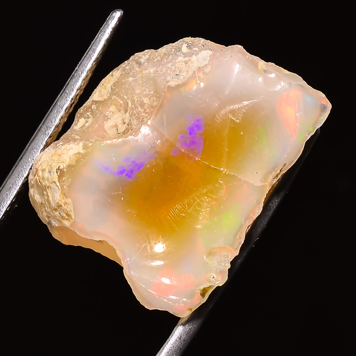 100% Natural Welo Fire Ethiopian Opal Rough Loose Gemstone 22X19X13 MM 17.5 Cts. Sunkarton