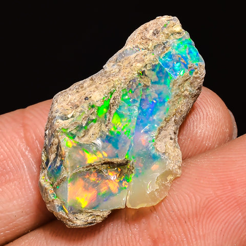 100% Natural Welo Fire Ethiopian Opal Rough Loose Gemstone 27X15X8 MM 15 Cts. Sunkarton