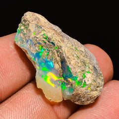 100% Natural Welo Fire Ethiopian Opal Rough Loose Gemstone 27X15X8 MM 15 Cts. Sunkarton