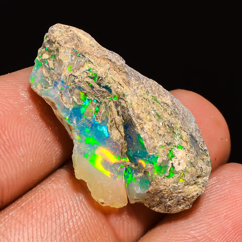 100% Natural Welo Fire Ethiopian Opal Rough Loose Gemstone 27X15X8 MM 15 Cts. Sunkarton