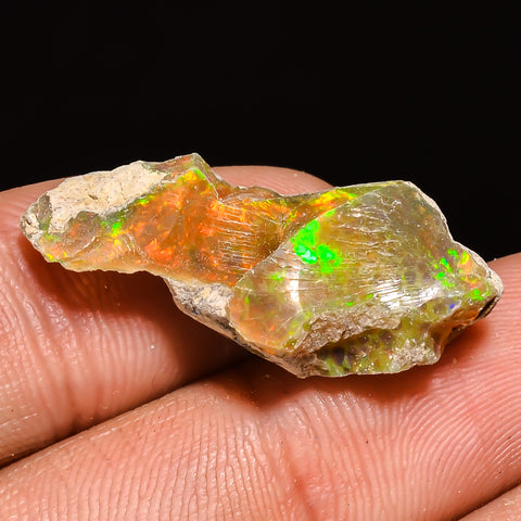100% Natural Welo Fire Ethiopian Opal Rough Loose Gemstone 27X11X9 MM 10 Cts. Sunkarton