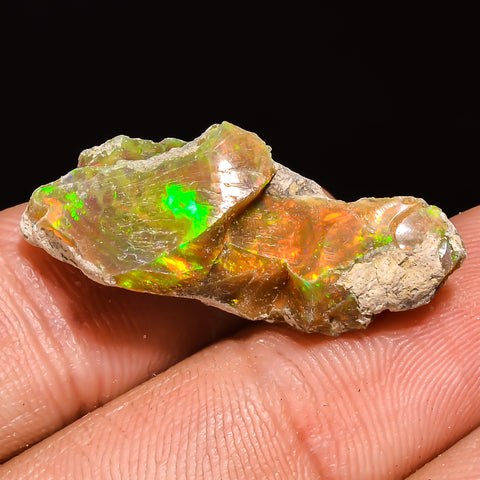 100% Natural Welo Fire Ethiopian Opal Rough Loose Gemstone 27X11X9 MM 10 Cts. Sunkarton