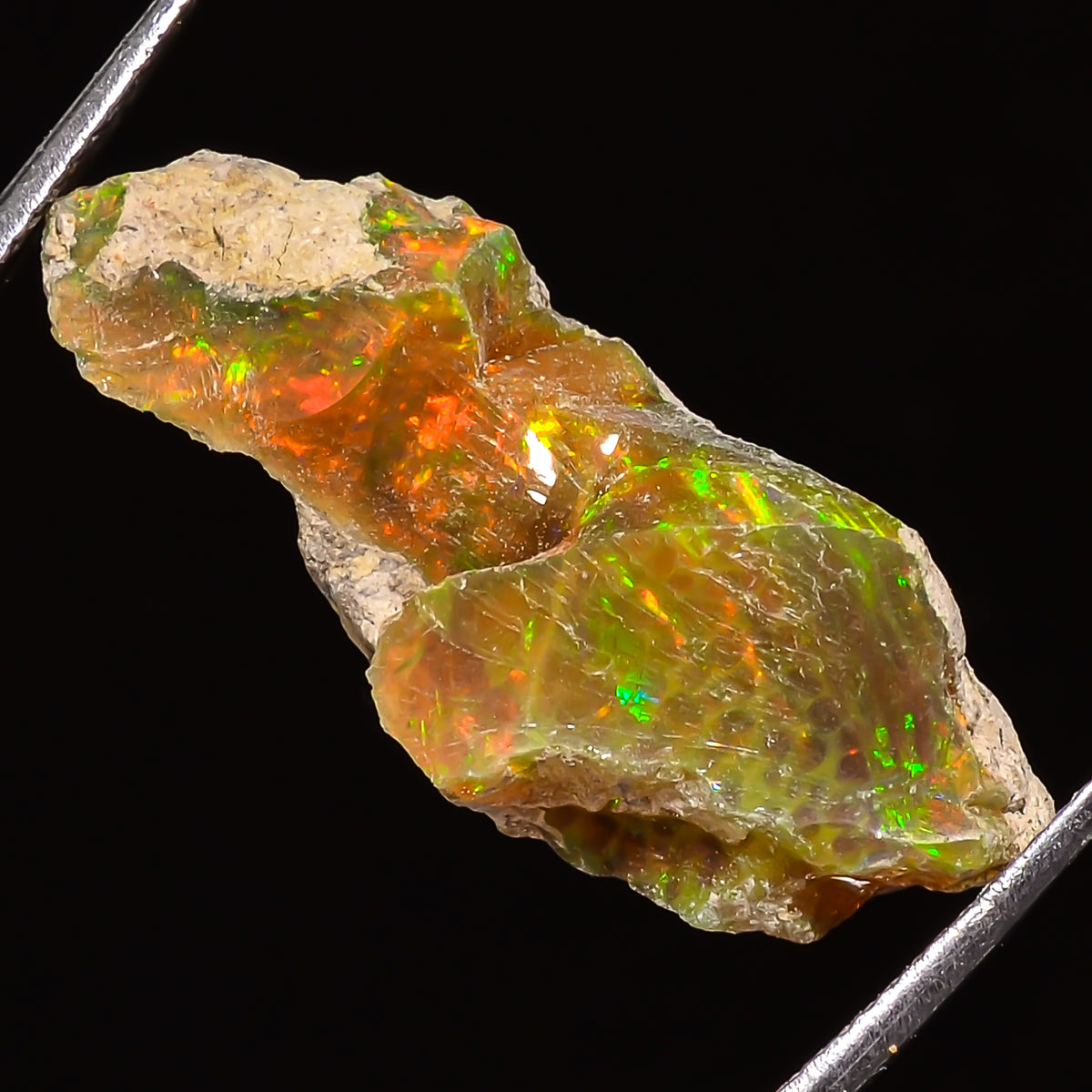 100% Natural Welo Fire Ethiopian Opal Rough Loose Gemstone 27X11X9 MM 10 Cts. Sunkarton