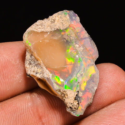 100% Natural Welo Fire Ethiopian Opal Rough Loose Gemstone 28X19X5 MM 13 Cts. Sunkarton