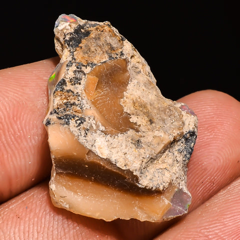 100% Natural Welo Fire Ethiopian Opal Rough Loose Gemstone 28X19X5 MM 13 Cts. Sunkarton