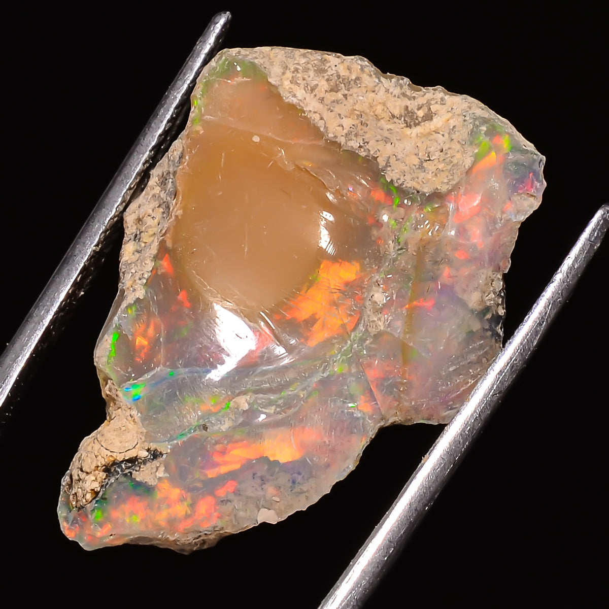 100% Natural Welo Fire Ethiopian Opal Rough Loose Gemstone 28X19X5 MM 13 Cts. Sunkarton