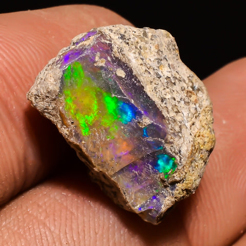 100% Natural Welo Fire Ethiopian Opal Rough Loose Gemstone 16X12X8 MM 10.5 Cts. Sunkarton