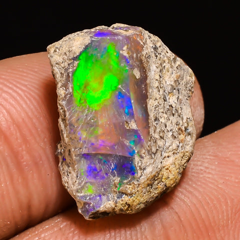 100% Natural Welo Fire Ethiopian Opal Rough Loose Gemstone 16X12X8 MM 10.5 Cts. Sunkarton