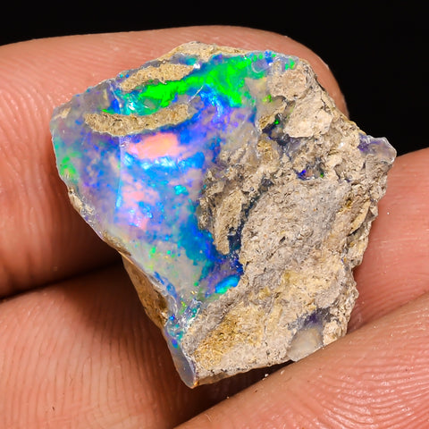100% Natural Welo Fire Ethiopian Opal Rough Loose Gemstone 20X19X7 MM 12.5 Cts. Sunkarton