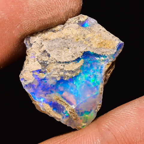 100% Natural Welo Fire Ethiopian Opal Rough Loose Gemstone 20X19X7 MM 12.5 Cts. Sunkarton