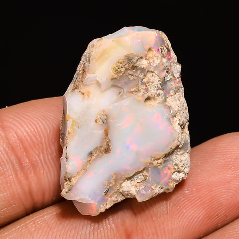 100% Natural Welo Fire Ethiopian Opal Rough Loose Gemstone 26X17X10 MM 22 Cts. Sunkarton