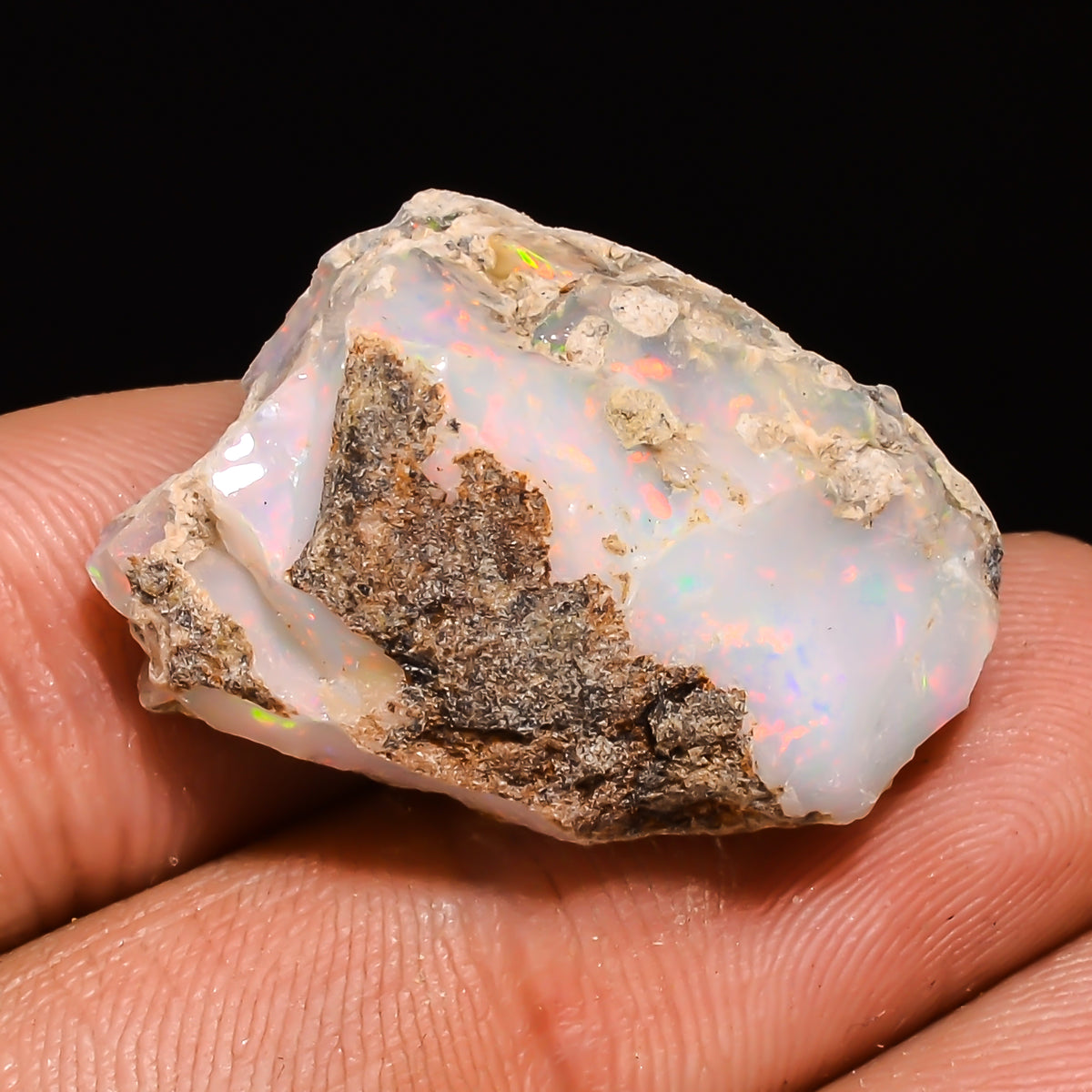 100% Natural Welo Fire Ethiopian Opal Rough Loose Gemstone 26X17X10 MM 22 Cts. Sunkarton