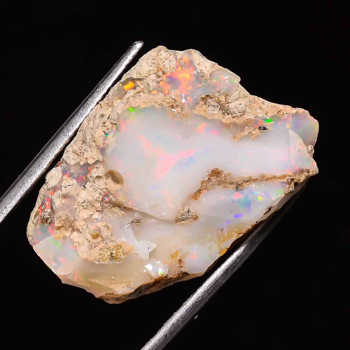 100% Natural Welo Fire Ethiopian Opal Rough Loose Gemstone 26X17X10 MM 22 Cts. Sunkarton