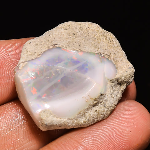 100% Natural Welo Fire Ethiopian Opal Rough Loose Gemstone 26X24X10 MM 32 Cts. Sunkarton