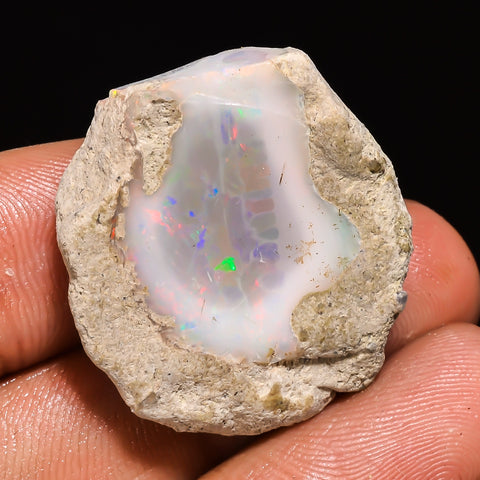100% Natural Welo Fire Ethiopian Opal Rough Loose Gemstone 26X24X10 MM 32 Cts. Sunkarton