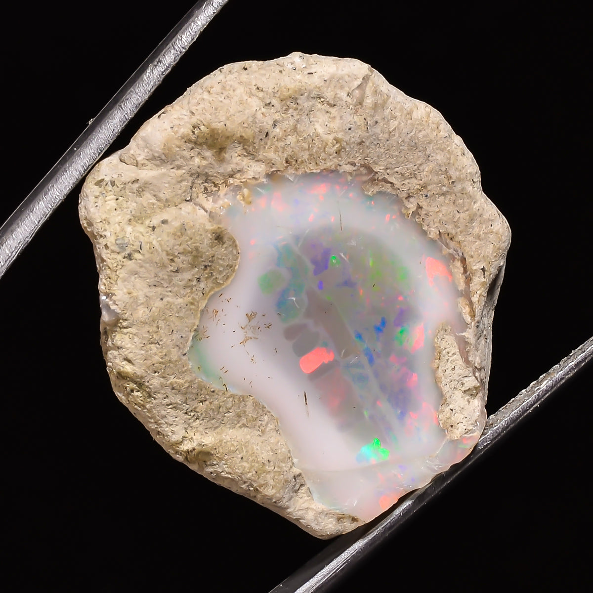 100% Natural Welo Fire Ethiopian Opal Rough Loose Gemstone 26X24X10 MM 32 Cts. Sunkarton