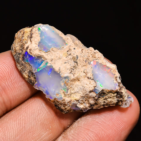 100% Natural Welo Fire Ethiopian Opal Rough Loose Gemstone 37X19X9 MM 31 Cts. Sunkarton