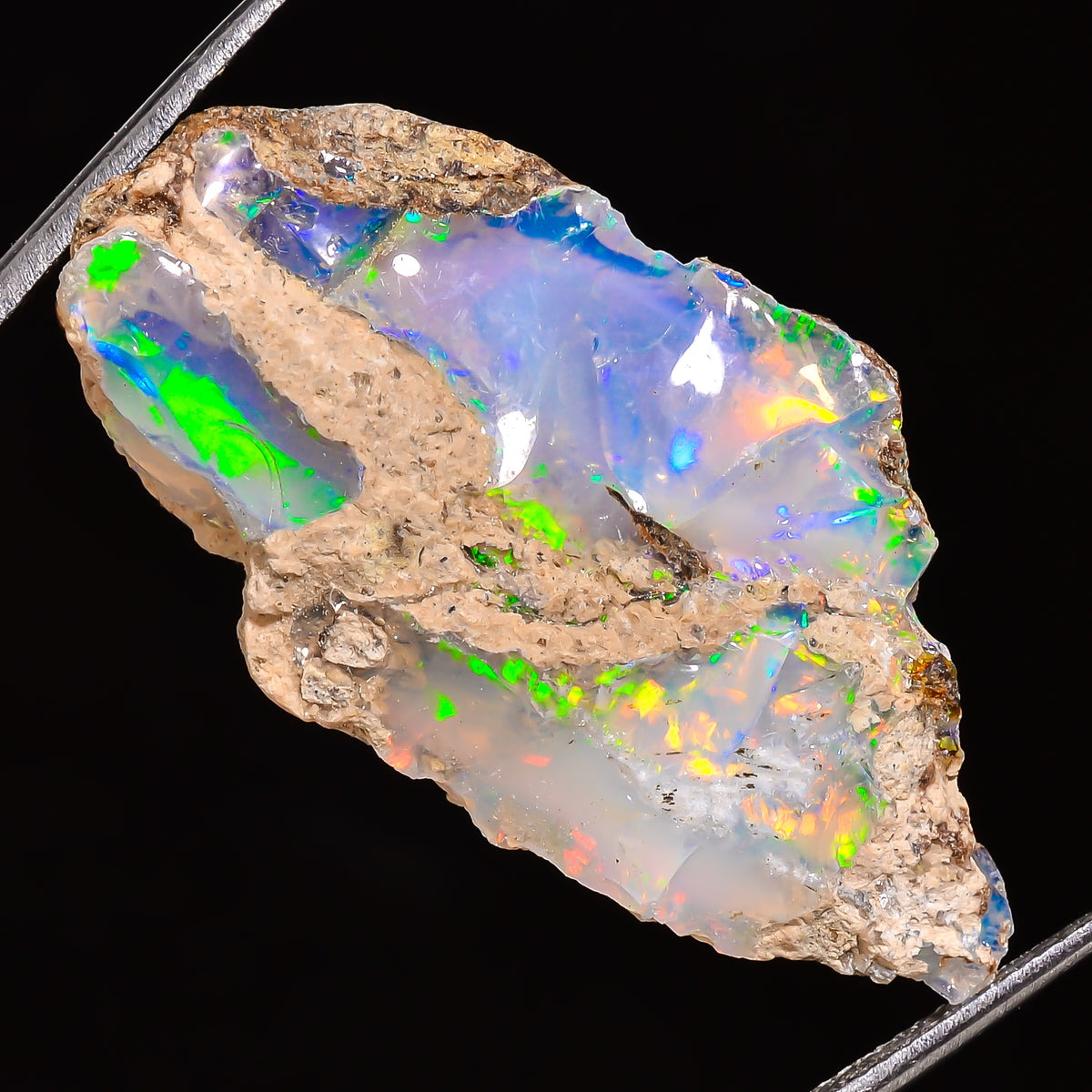 100% Natural Welo Fire Ethiopian Opal Rough Loose Gemstone 37X19X9 MM 31 Cts. Sunkarton