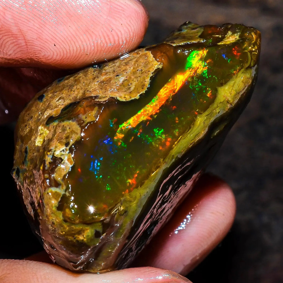 155 Ct Welo Fire Opal Rough – Natural Ethiopian Opal Crystal, Raw Oil Opal Gemstone for Jewelry Making & Collectors Sunkarton