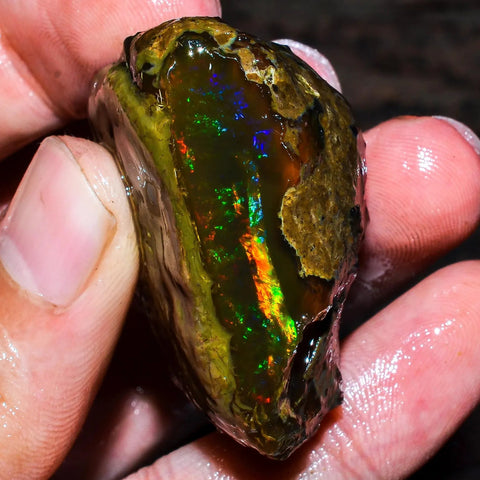 155 Ct Welo Fire Opal Rough – Natural Ethiopian Opal Crystal, Raw Oil Opal Gemstone for Jewelry Making & Collectors Sunkarton
