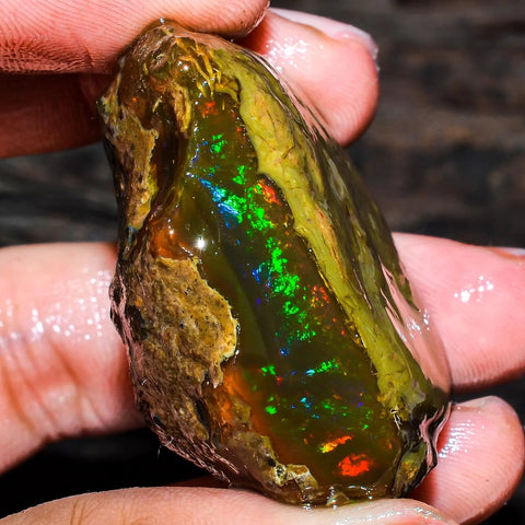 155 Ct Welo Fire Opal Rough – Natural Ethiopian Opal Crystal, Raw Oil Opal Gemstone for Jewelry Making & Collectors Sunkarton