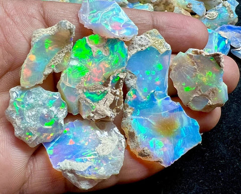 100 Pcs OPAL Raw Crystals -Bulk Raw Opal, Rough Opal Welo Opal, AAA Grade Raw Opal,Rough, Opal Crystal, fire, Raw For Making Size: 5mm 10mm Sunkarton